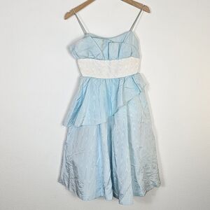 Gunne Sax By Jessica McClintock 1980s Blue And White Short Prom Dress Size 7
